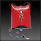 Lg. Red Lizard w/ Fireworks; rainbow moonstone, garnet, onyx, pearl