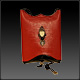 Lg. Red Lizard w/ Face; garnets, rainbow moonstone, onyx , peridot, carved bone