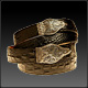Cobra Belts Sterling Silver Buckles, Floral  pattern, Black Croc